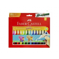 Marcadores Jumbo 12 Colores Triangular Faber Castell