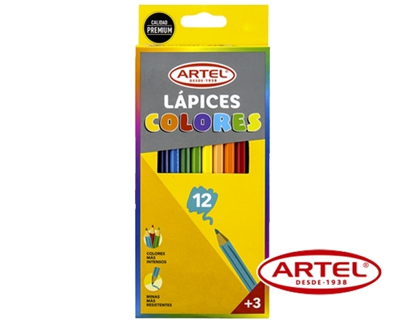Lápices de colores (Largos) 12 unidades Artel