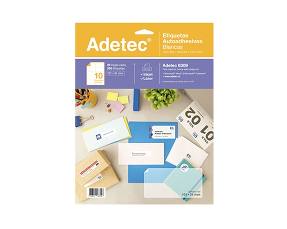 Etiqueta Inkjet/laser 25 Hojas 101x51mm Blanca