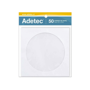 Sobre Papel CD DVD Blanco con Ventana 12,5x12,5cm 50 Unidades Adetec