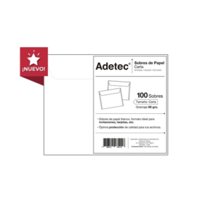 Sobre Papel Premium Carta 12.4x15.4cm 90gr 100 Unidades Adetec