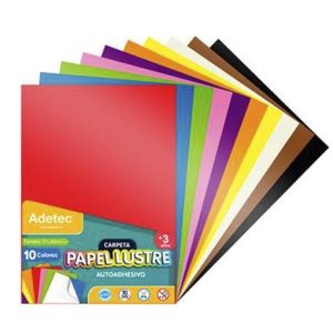 Block Papel Lustre Adhesivo 10 Colores Adetec