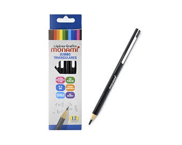 Lápices de color Jumbo 12 und. triangular Monami