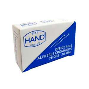 Alfileres Cromados Nº26-100 26mm 100 unidades Hand