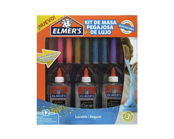 Masa pegajosa Glitter Glue 3 Clear Glues 9 Kit Slime Elmers