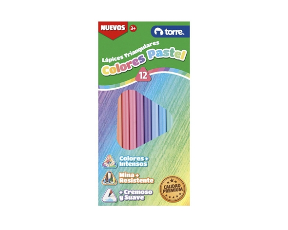 Lápices 12 colores largo triangular Torre