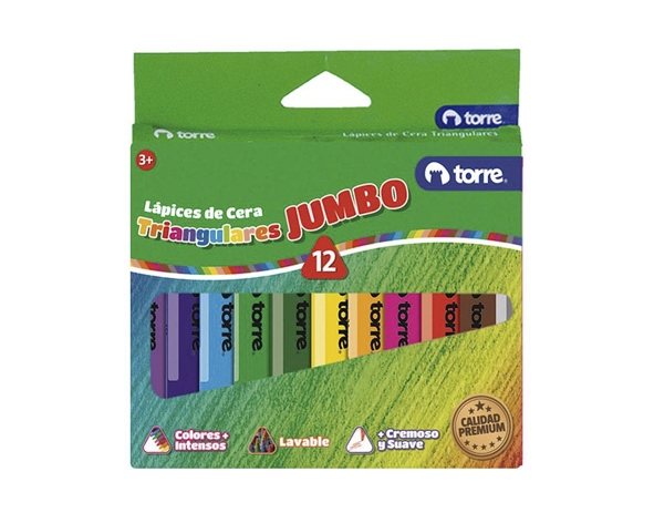 Lápices de Cera 12 colores triangular imagia Torre