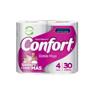 Papel Higiénico Doble Hoja 30m x 4 Unidades Confort