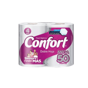 Papel Higiénico Doble Hoja 50m x 4 Unidades Confort