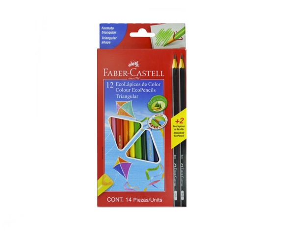 Lápices de colores 12 und. Triangulares +2 Grafitos Faber Castell