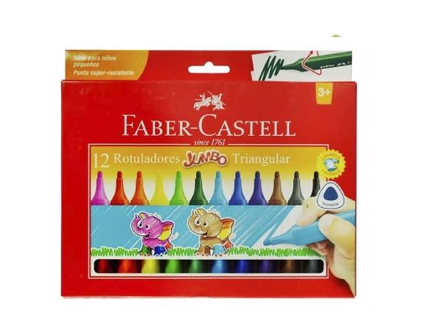 Marcadores Jumbo 12 Colores Triangular Faber Castell
