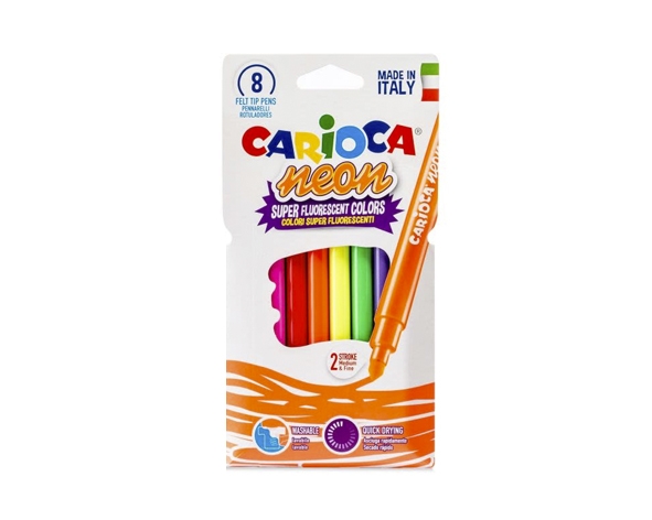 Marcador Permanente Neón 8 colores Carioca