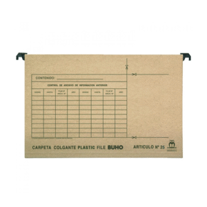 Carpeta Colgante N°25 Fleje Plástico Kraft 35cmx23cm Buho