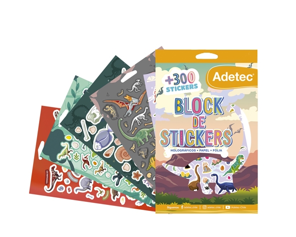 Block de Stickers Dinosaurios Adetec
