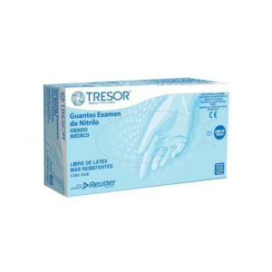 Guante Nitrilo Sin Polvos Talla L Azul 100 Unidades Tresor