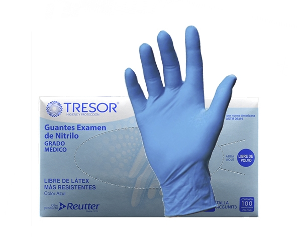 Guante Nitrilo Talla XL Azul S/Polvo 100und. Tresor