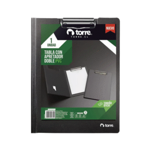 Tabla Anotador Doble PVC Oficio con Apretador Negro Torre
