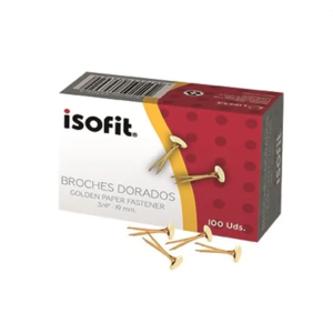 Broches Metálicos Dorados 19mm (3/4") 100 Unidades Isofit