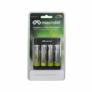 Cargador Pilas Recargables AA 4 Espacios 2000 Macrotel